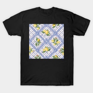 Azulejo blue tiles, citrus fruit and lemons T-Shirt